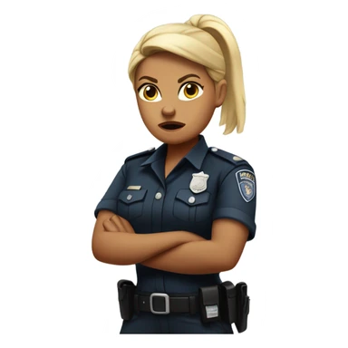 arms crossed angry woman blonde ponytail police uniform  sticker