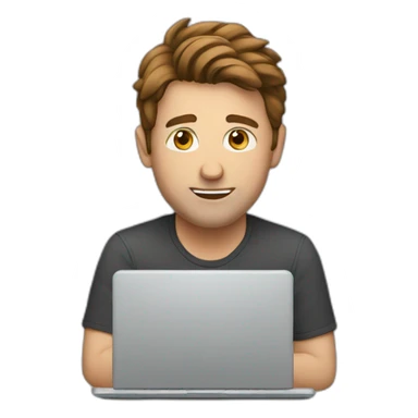white man, with brown hair, behind the laptop sticker