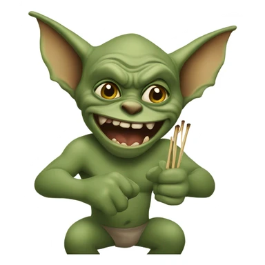 Gremlin with a toothpick sticker