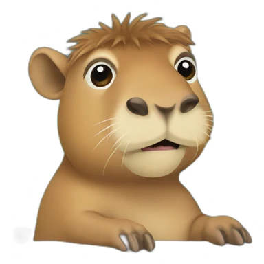 Capybara behind the laptop working sticker