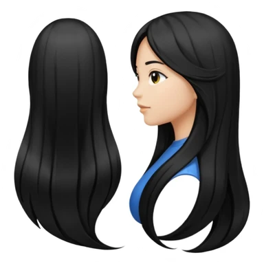 back view of long black hair sticker