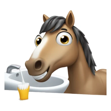 horse brushing his teeth sticker