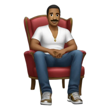 ￼ Tony, Montana sitting in his iconic chair sticker