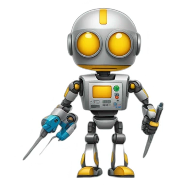 robô pintor com pernas de canetinha sticker