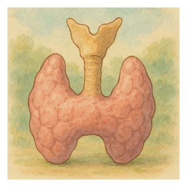 human thyroid gland in ghibli style, soft colors and organic details sticker