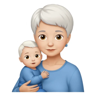 grandmother with short hair white and baby boy with short brown hair and fair skin sticker