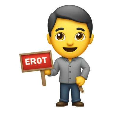 Bidding emoji showing an interested buyer holding up a sign in their hand like one usually does during an auction. sticker
