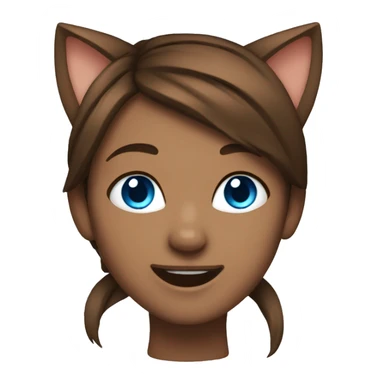Stoked girl emoji brown hair blue eyes cat ears sticker