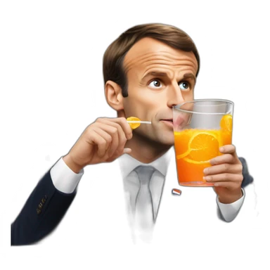 emmanuel macron drinking a fanta sticker