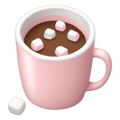 Light Pink mug of hot chocolate with marshmallows  sticker