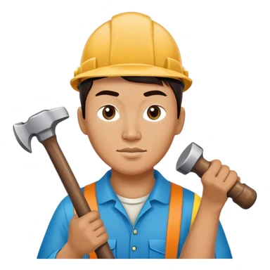photorealistic kazakh worker with 
hammer sticker