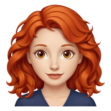 a woman with bright red wavy hair, slightly slanted almond brown eyes and white skin  sticker