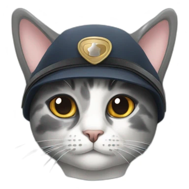 grey calico cat wearing a pilot hat sticker