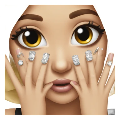 cute girl showing her diamond nails  sticker