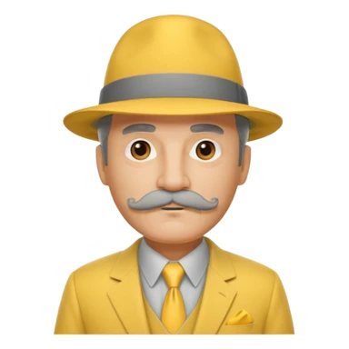 middle aged mobster with yellow colored suit and hat and grey mustache with grey beard sticker