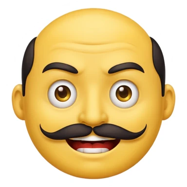 Create a Chinese smile emoji, the smile should contain an evil smile with a long Chinese like mustache sticker