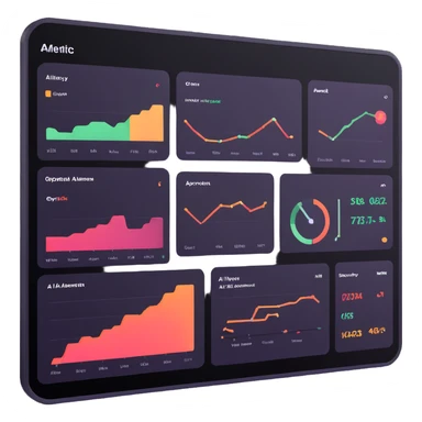 AI operations dashboard with metrics and alerts sticker