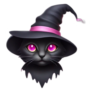 black witchcat with pink eyes and light pink hat sticker