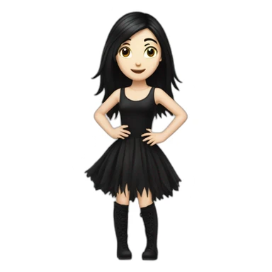 Caucasian-goth-girl-with-black-hair-dancing sticker