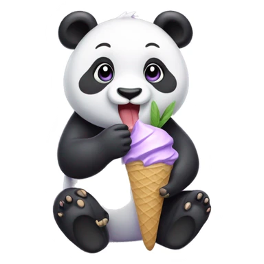 Panda eating ice cream in lavander color sticker