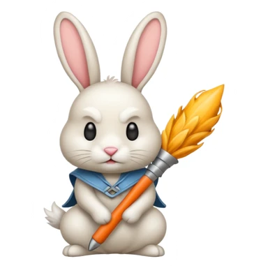Crea un emoji de un conejo enojado con una arma sticker