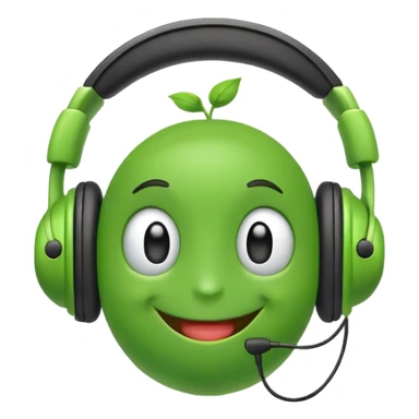 smiling green pea with headphones sticker