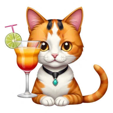 cat drinking a cocktail sticker