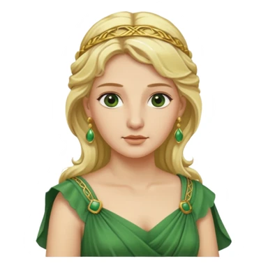 Ancient Roman woman with earrings and blonde hair, green dress sticker