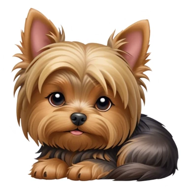 Meme-Worthy Cute Sleeping Yorkshire Terrier Portrait Emoji, Head resting gently with a peaceful, contented expression and softly closed, dreamy eyes, featuring a well-groomed, silky fur in rich hues, simplified yet irresistibly endearing, highly detailed, glowing with a gentle, drowsy radiance, high shine, exuding relaxed, heart-melting charm, styled with a soft glowing outline, capturing the essence of a sleeping Yorkshire Terrier that looks as if it could drift off into a sweet, meme-worthy slumber! sticker