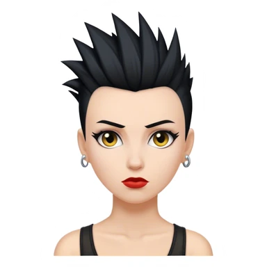 mulher branca de cabelo moicano preto sticker