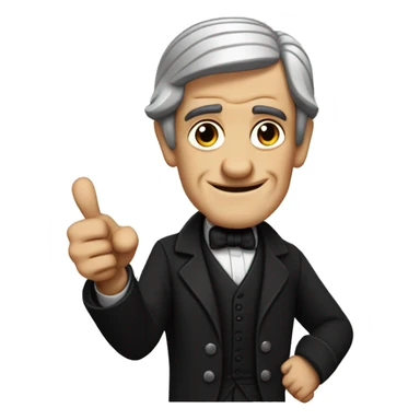 Ralph Waldo Emerson with thumbs up with a little frown and black clothes sticker