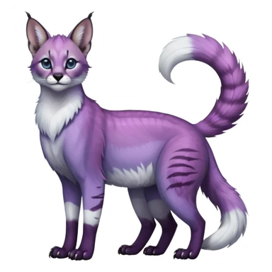 Colorful dark tropical pastel-violet iridescent pastel white glorious divine exotic cute cool beautiful shiny beautiful fantasy-caracal-civet-genet-sergal-vernid-Gryphon-Cacomistle-Trico-oncilla-animal-Fakémon-hybrid-fursona (full body) sticker
