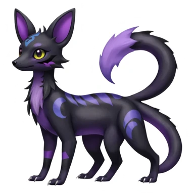 Rare epic aesthetic iridescent spooky gloomy colorful Salandit-Umbreon-Eevee-Genet-species-Fakemon-hybrid-creature, with markings, full body sticker