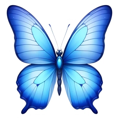 Cinematic Realistic Noble Blue Butterfly Portrait Emoji, Poised and graceful, with delicate, translucent wings rendered in vivid sapphire and indigo tones, a slender, elegant body with finely detailed textures, and gentle, reflective eyes, illuminated by soft natural light, high shine, intelligent and ethereal, styled with an air of refined natural beauty, focused and attentive, soft glowing outline, capturing the essence of a watchful and confident blue butterfly that appears to flutter out of the screen with effortless grace! sticker