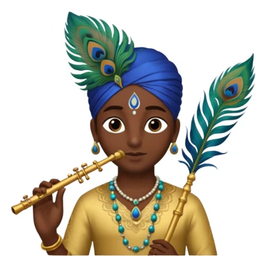 Krishna wearing feather and flute sticker