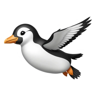 penguin with wings flying through the sky sticker