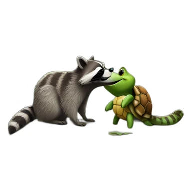 Raccoon and turtle kissing sticker