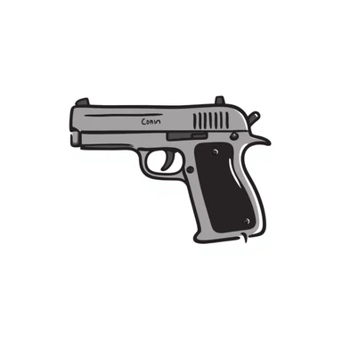 gun, hand drawn doodle style sticker