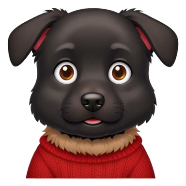 Black dog in a red sweater sticker