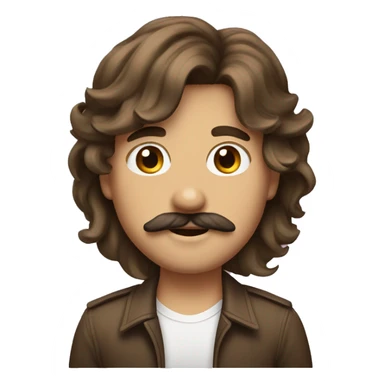 brown hair , heart Eyes, curtain bangs, mustache sticker