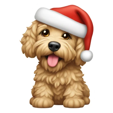 Light tan mini doodle with Santa hat sticker