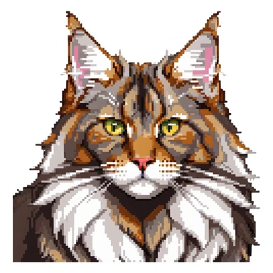 majestic maine coon cat with fluffy fur and fierce but cute face sticker