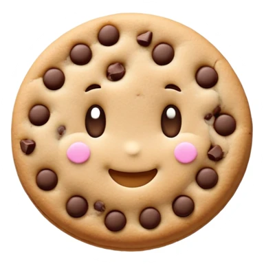 kawaii cookie with chocolate chips and a tiny smiling face sticker