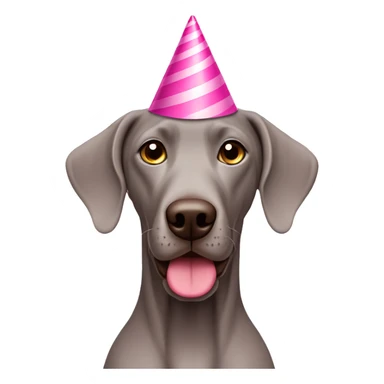 weimaraner dog with pink birthday hat on sticker