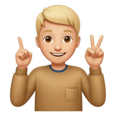 emoji of a happy cartoon person pointing downward toward the ground with both hands, standing upright, smiling warmly, both index fingers extended and pointing down clearly, simple light background, expressive and playful Apple emoji design showing the meaning “here / down here sticker