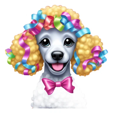 Lisa frank glitter poodle with ribbons   sticker