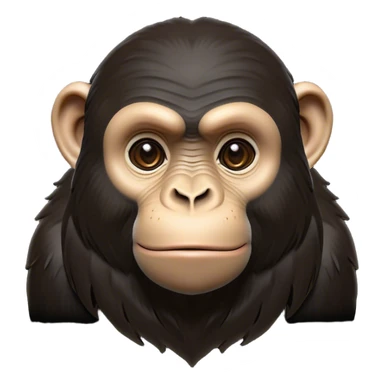 Cinematic Noble Chimpanzee Portrait Emoji, Poised and wise, with a lean, agile build adorned with textured fur and deep, thoughtful eyes, Simplified yet sharp and sophisticated features, highly detailed, glowing with a soft, contemplative glow, high shine, intelligent and vigilant, stylized with an air of primate regality, focused and attentive, soft glowing outline, capturing the essence of a watchful guardian that feels as though it could step out of the screen with effortless authority! sticker