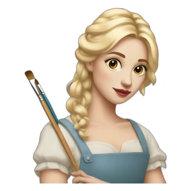 Painting blonde gorl with palette sticker