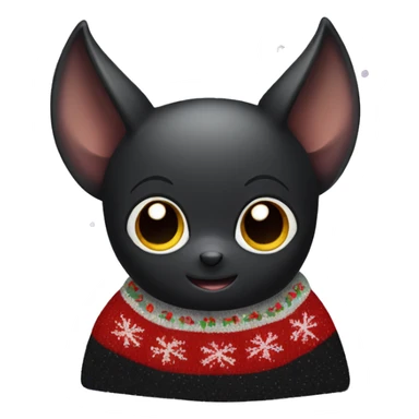 Cute black bat wearing a Christmas sweater sticker