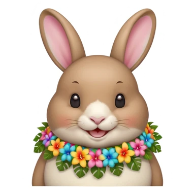 A chubby rabbit with a colorful tropical lei, smiling sweetly. sticker